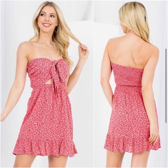 Pink patriotic star print 4th of July women’s cute mini dress - Picture 2 of 5